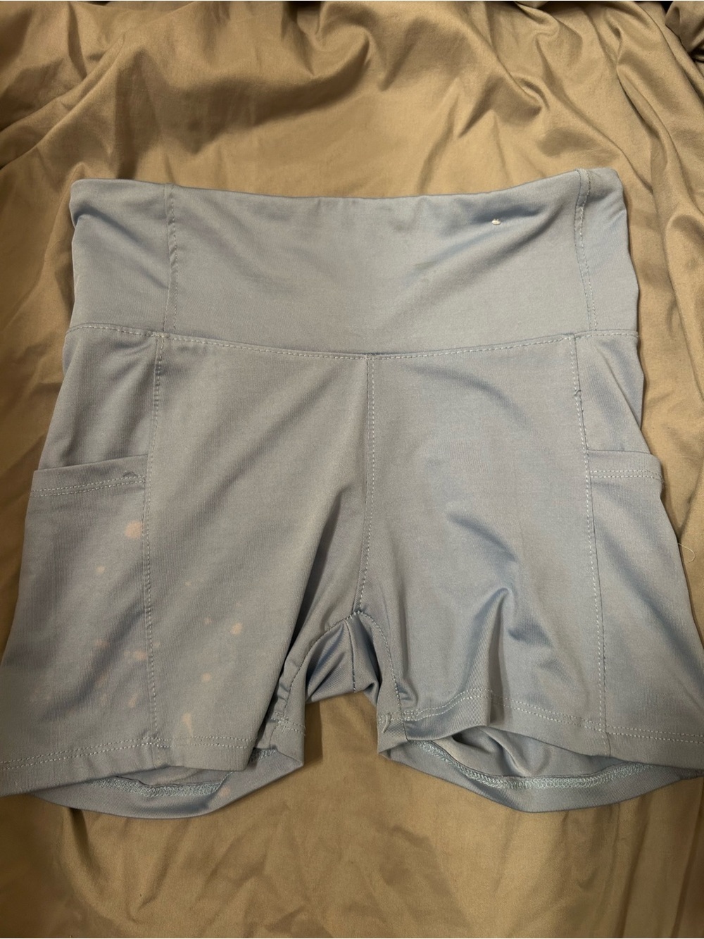 Women's Light Blue Workout Shorts with Side Pockets